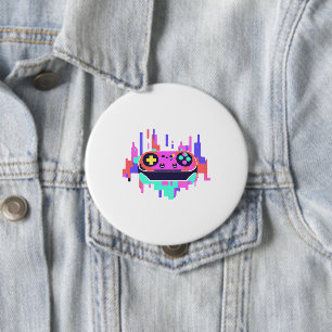Gaming controller pixelated badge rond 10cm