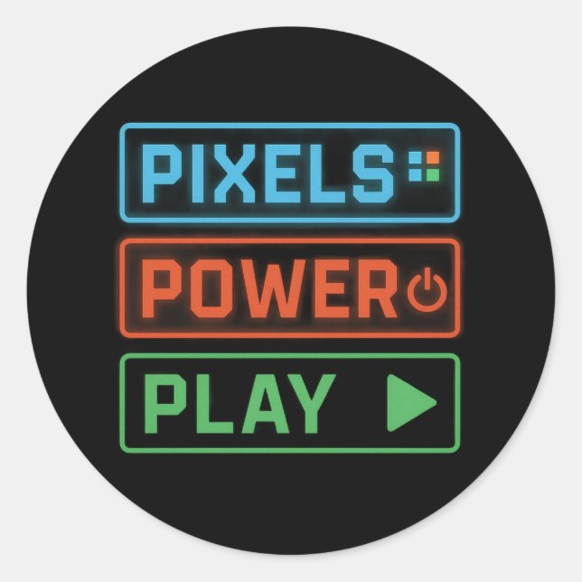 Gaming Stickers – Pixels Power Play Gamer Decals (Devant)