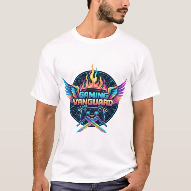 Gaming Vanguard Neon Crest T-Shirt | Futuristic Ga (Devant)