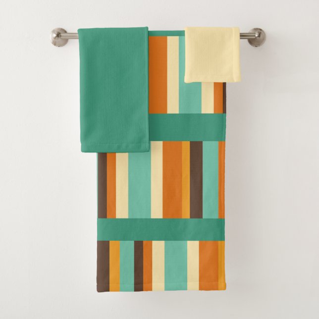 Gamme de serviettes de bain en fil de bandes (En situation)