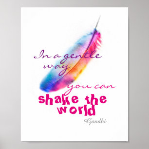Gandhi inspiré citation poster plumes colorées