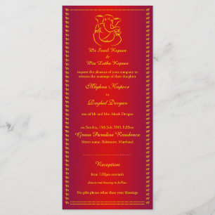 Ganesh Cartes en Mariage rouge de Dieu indien