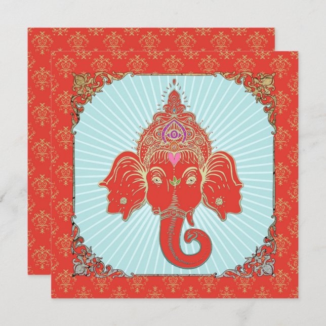 GANESHA Dieu Indien - Carte d'invitation (Devant / Derrière)