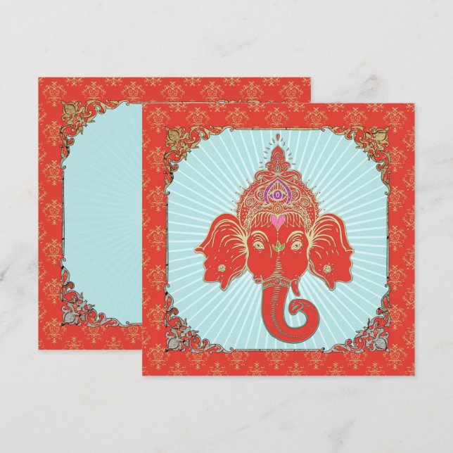 GANESHA Indian God - Carte d'invitation (Devant / Derrière)