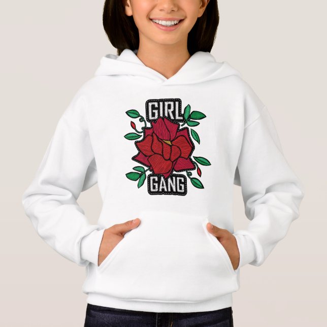 Gang de filles badge de mode à patch rose rouge (Devant)