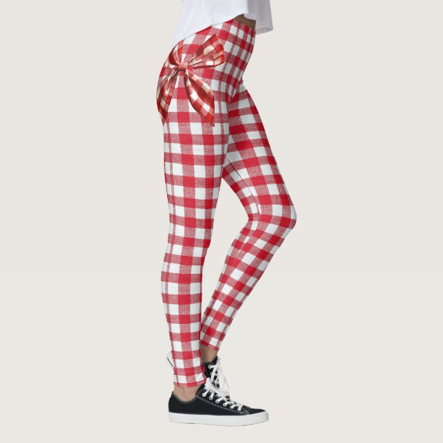 Gangnam Style Plaid Leggings avec Cute Bow Détails (Droite)