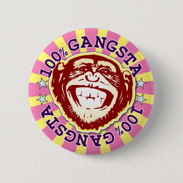Gangsta 100% Funny Funky Monkey Badge (Devant)