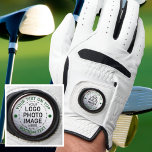 Gant De Golf Boule de golf personnalisée Photo ou logo personna<br><div class="desc">Créez un gant de golf personnalisé pour le golfeur que vous connaissez avec ce design modèle personnalisable facile pour ajouter votre photo, logo ou image et votre texte personnalisé dans votre choix de couleurs (en vert) sur une image de balle de golf. Utilisez pour la promotion ou la commercialisation de...</div>