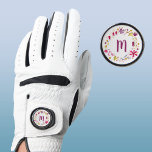 Gant De Golf Monogramme de fleurs d'aquarelle moderne<br><div class="desc">Aquarelle peinture de fleurs sauvages dans un cercle,  comme une bordure pour un monogramme de typographie moderne. Customiser en changeant le monogramme initial. Art original de Nic Squirrell.</div>