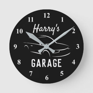 Garage en noir et blanc personnalisé horloge de la