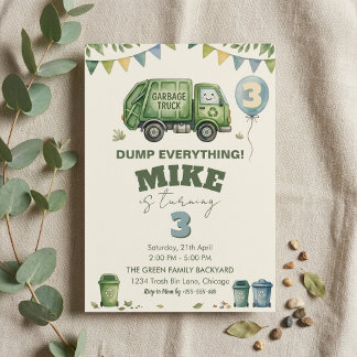 Garbage Truck Birthday Invitation