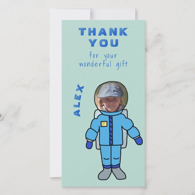 Garçon astronaute Merci Insérez votre visage (Devant)