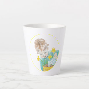 Garçon Avec Daffodils Petite Mug En Latte