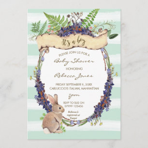 garçon baby shower invitation lapin de forêt lapin