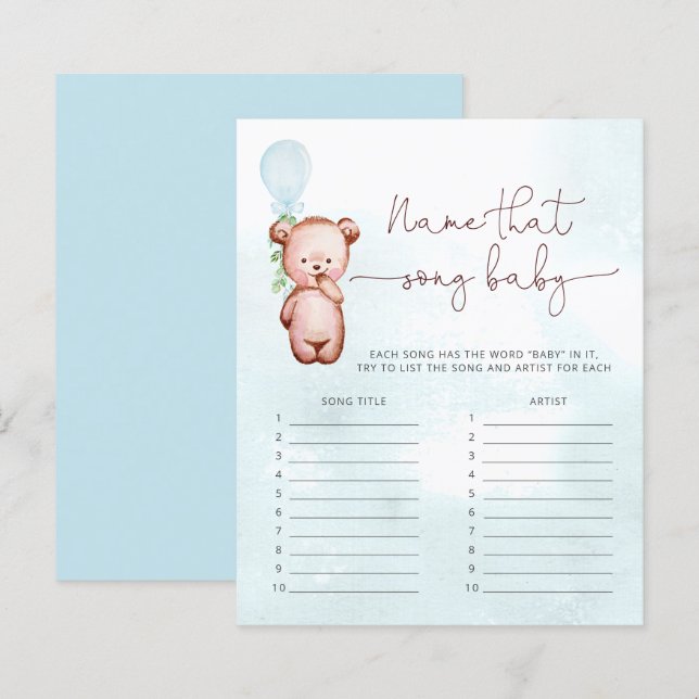 Garçon Bear Bolos Nom Qui Chanson Jeu (Devant / Derrière)