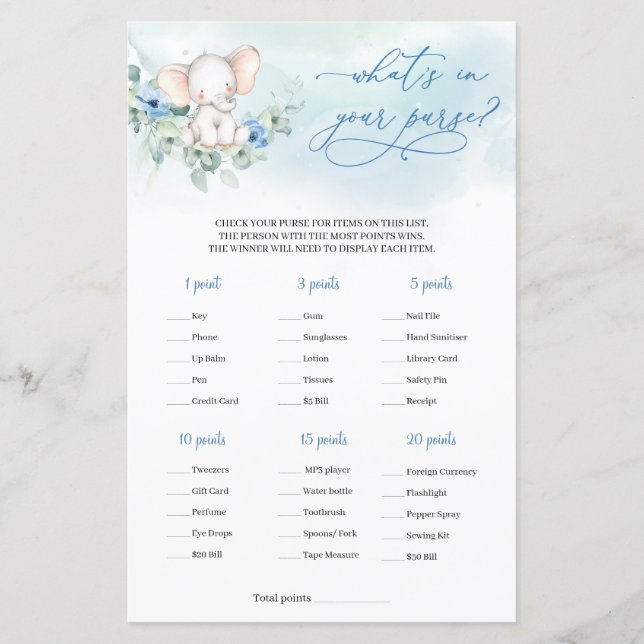 Garçon bébé éléphant Qu'est-ce que dans votre sac  (Devant)