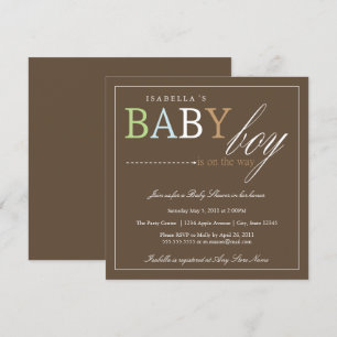 Garçon Carré Invitation Baby shower