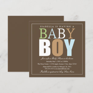 Garçon Carré Invitation Baby shower