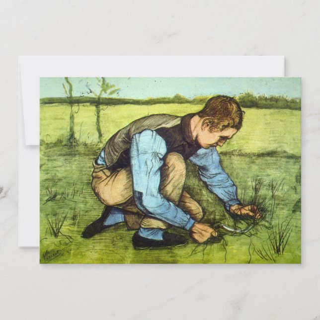 Garçon coupant de l'herbe avec une faucille par Vi (Devant)