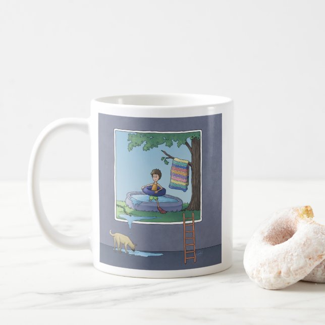 Garçon dans la piscine enfant Café Mug (Avec donut)