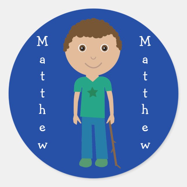 Garçon de Matthew´s avec des autocollants de bâton (Devant)