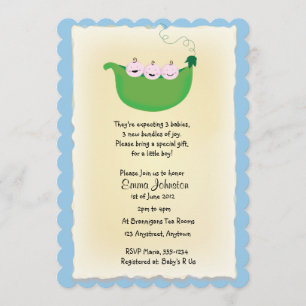 Garçon de triplet "pois invitation de baby shower