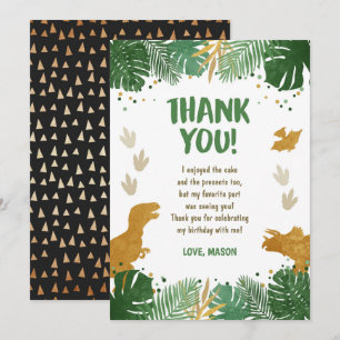 Garçon Dino de partie de carte de remerciements