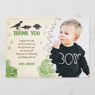 Garçon Dino de partie de carte de remerciements