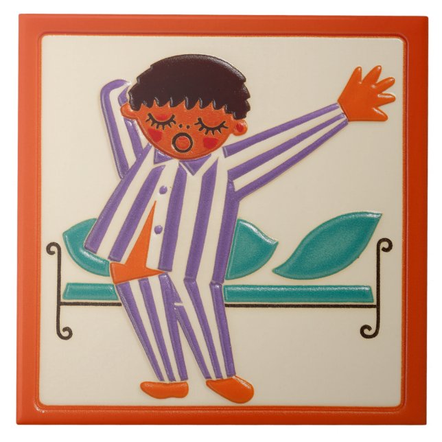 Garçon dormant enfant - Carreau de céramique (Devant)