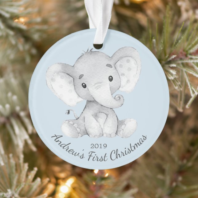 Garçon éléphant adorable premier Noël ornement (Arbre)