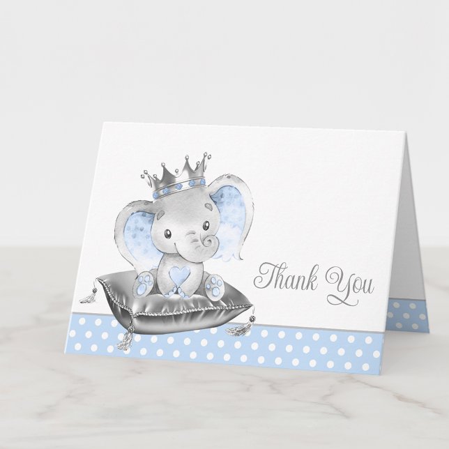 Garçon Elephant Baby shower Merci Cartes (Add your message or leave them blank for your handwritten message.)