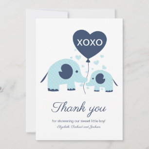 Garçon éléphant bleu Baby Shower Merci