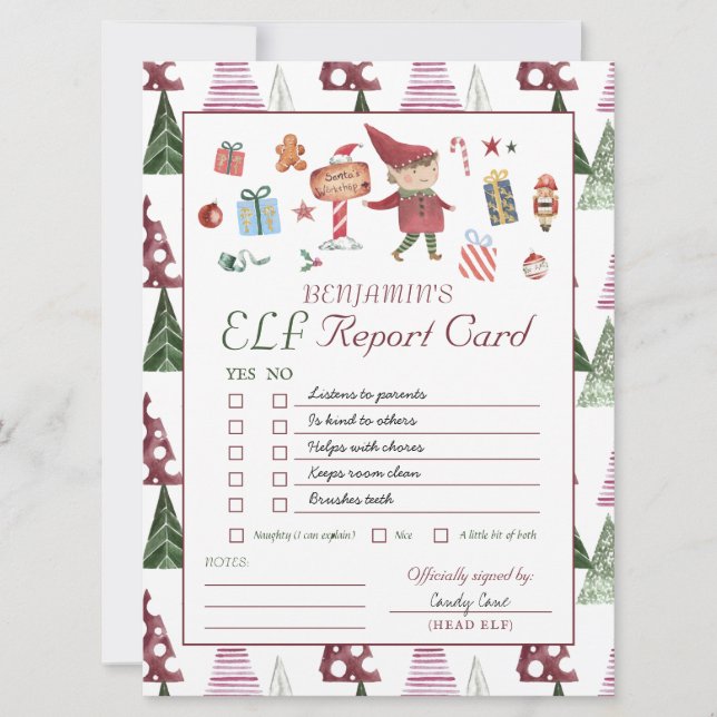 Garçon Elfe | Carte de Réussite de l'Elfe de Noël  (Devant)