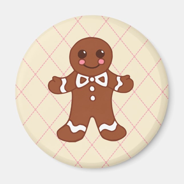 Garçon en pain d'épices Magnet de Noël (Devant)