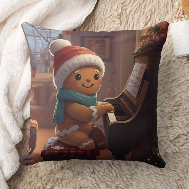 garçon en pain d'épices mignon Coussin de Noël (Couverture)