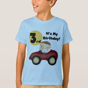Garçon en voiture rouge 3e anniversaire T-shirts e