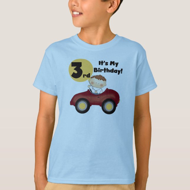 Garçon en voiture rouge 3e anniversaire T-shirts e (Devant)