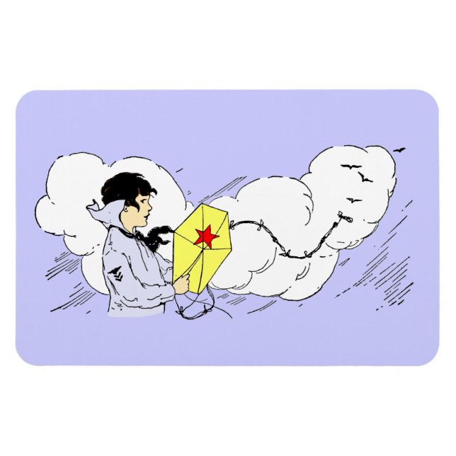 Garçon Flying Kite Premium Flexi Magnet (Horizontal)