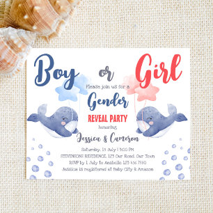 Garçon ou fille baleine sexe révéler invitation bu