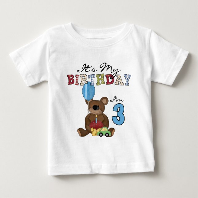 Garçon ours 3e anniversaire Tshirts et cadeaux (Devant)