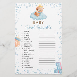 Garçon Ours Bleu Bébé Mot Scramble Douche Jeu