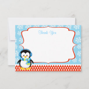 Garçon Penguin Winter Snowflake Merci Cartes