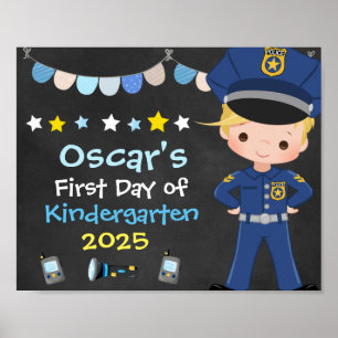 Garçon Policier Premier Jour d'École Tableau Noir
