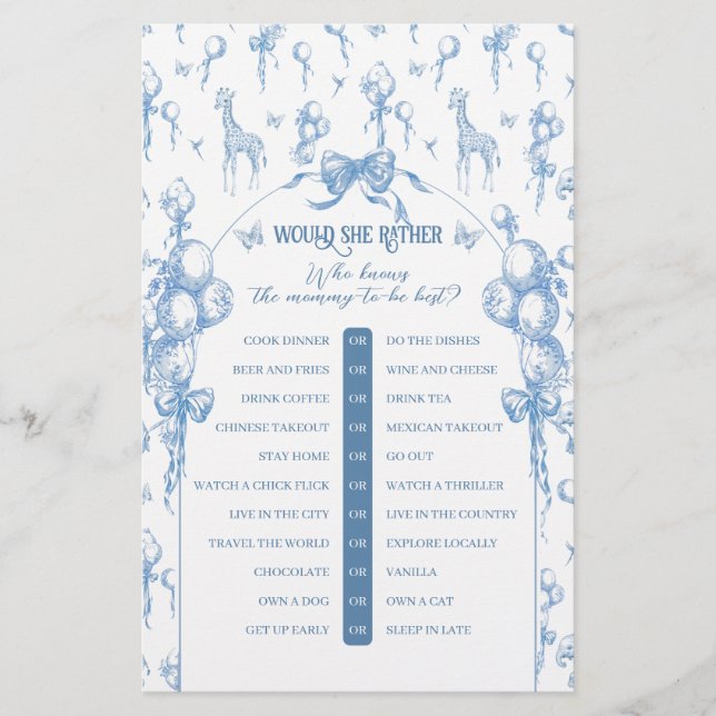 Garçon Safari animal bleu Baby shower maman jeu (Devant)