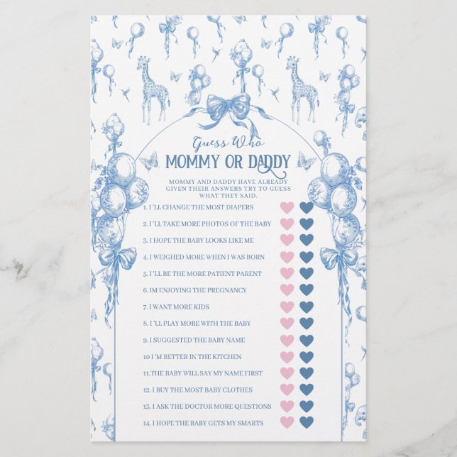 Garçon Safari animal bleu Baby shower maman papa j (Devant)