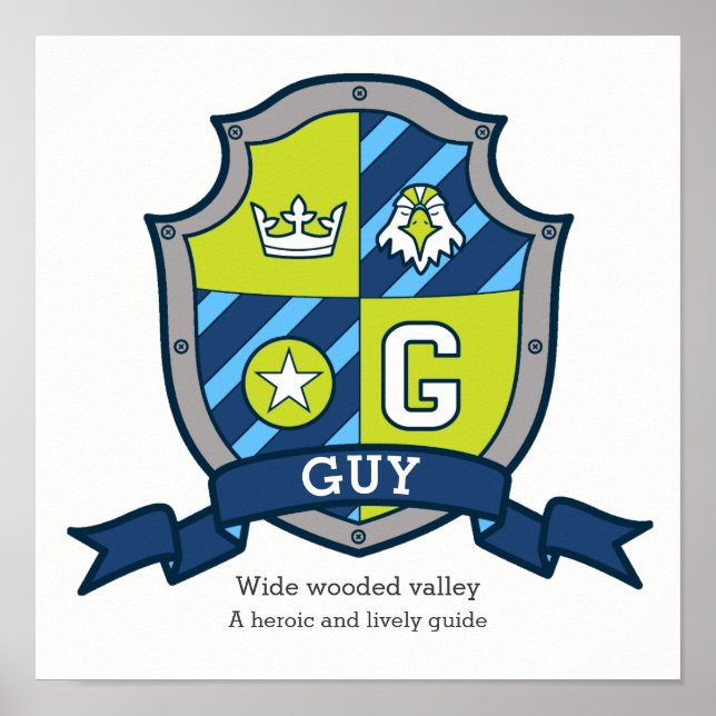 Garçon signification du prénom Guy poster blason h (Devant)
