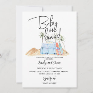 Garçon, Surf, Plage, Invitation à la Baby Shower