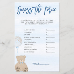 Garçon Teddy Bear Blue Balloon Devinez le prix jeu