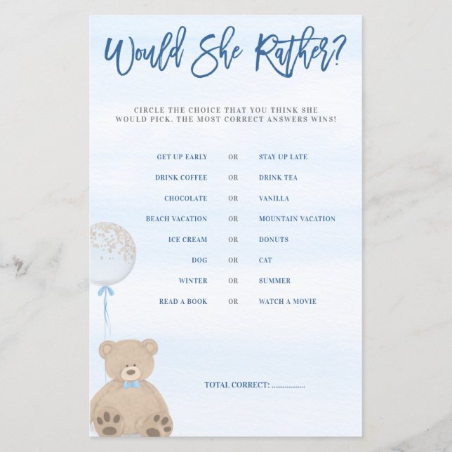 Garçon Teddy Bear Blue Balloon Voudrait Elle Plutô (Devant)