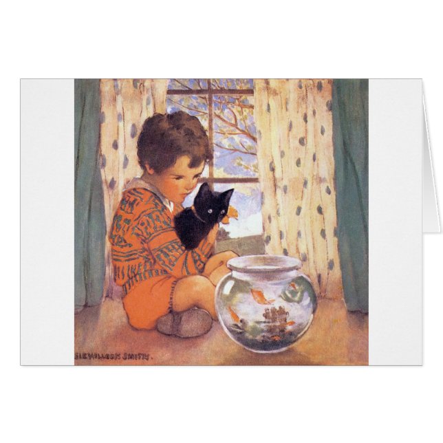 Garçon tenant un chat noir, Jessie Willcox Smith (Devant horizontal)